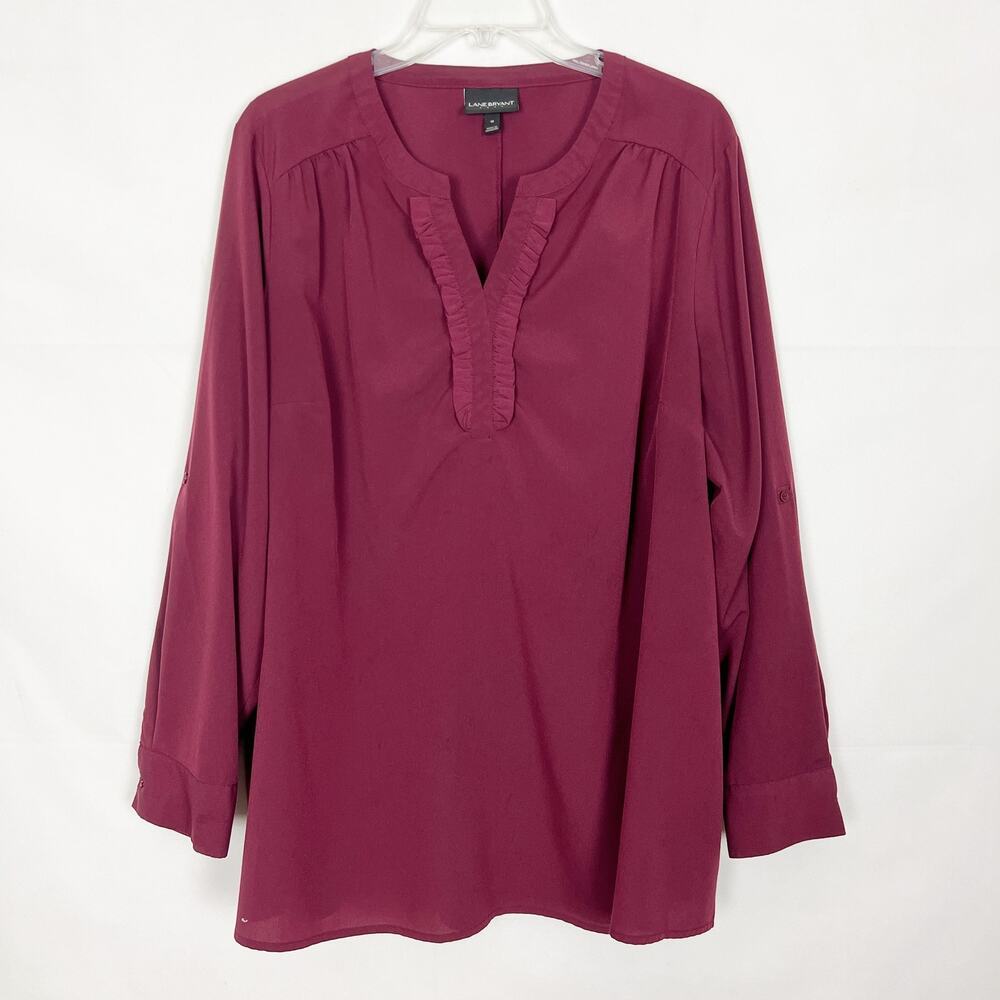 Lane Bryant Burgundy Long Sleeve Top Size 18